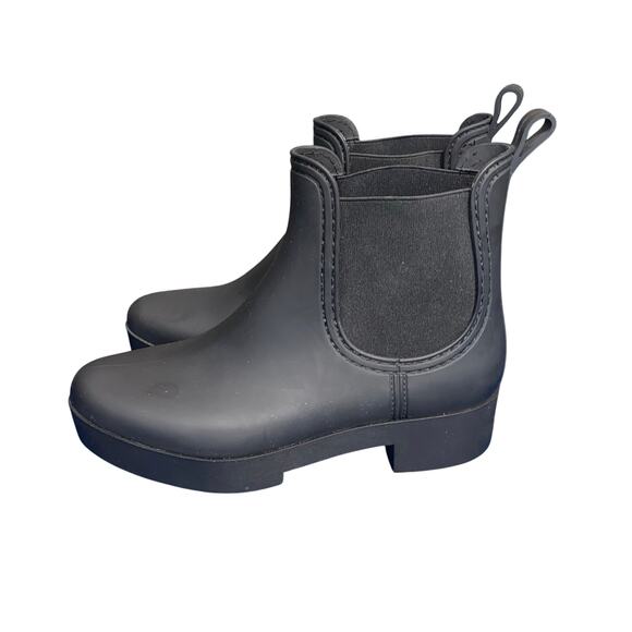 Jeffrey Campbell Black Chelsea Rain Boots Women’s 10 Waterproof Rubber Lug Sole - Picture 3 of 8